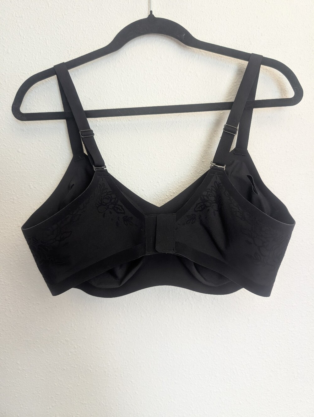 Honeylove Silhouette Roses Vamp Wireless Bra Black Velvet Size XL 38D/DD - Picture 5 of 8